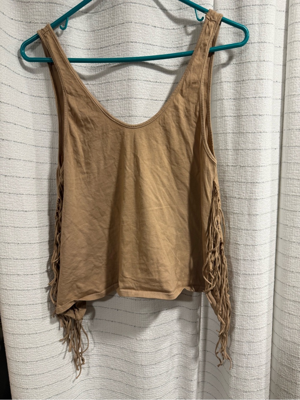 LAmade Tan Fringe-Side Tank Top